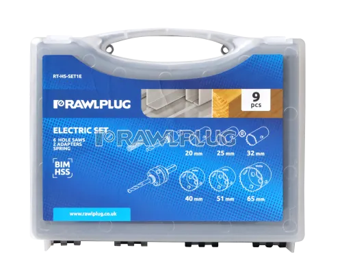 RAWLPLUG RT-HS-SET1E - Sada vykružovacích pil pro elektrikáře;20, 25, 32, 40, 51, 65mm