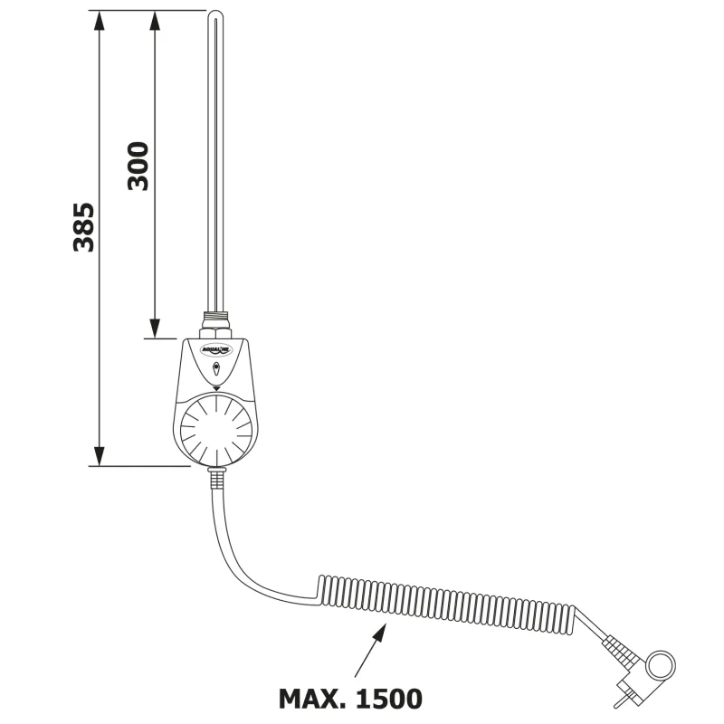 Elektrická topná tyč s integrovaným termostatem 300W, bílá (TS-300B)