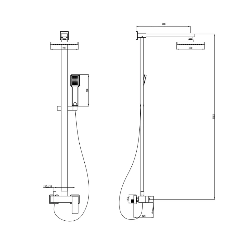 GINKO sprchový sloup s pákovou baterií, chrom (1101-43)