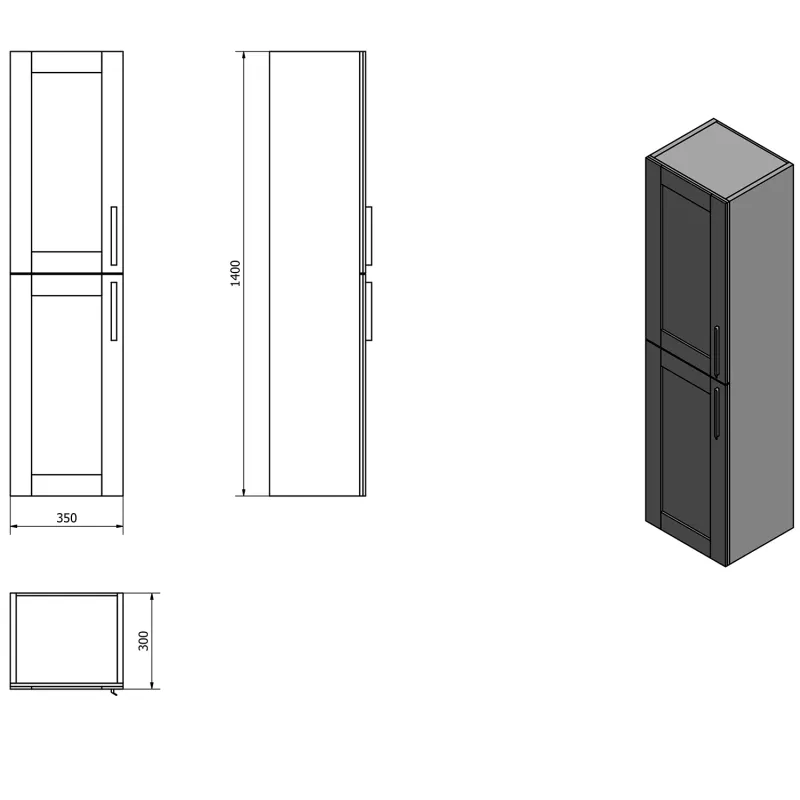 AMIA skříňka vysoká 35x140x30cm, levá/pravá, dub Texas (AM020-2020)