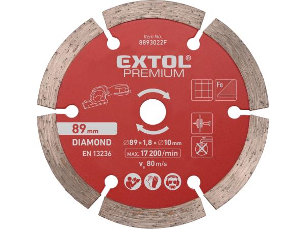 EXTOL PREMIUM 8893022F - kotouč diamantový, řezný, segmentový, 89×1,0×10mm