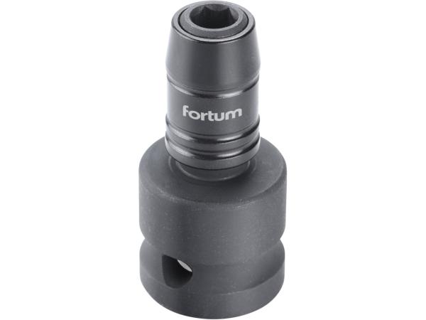FORTUM 4790002 - adaptér rázový 1/2" čtyřhran na hroty 1/4", Quick-Lock, CrMoV