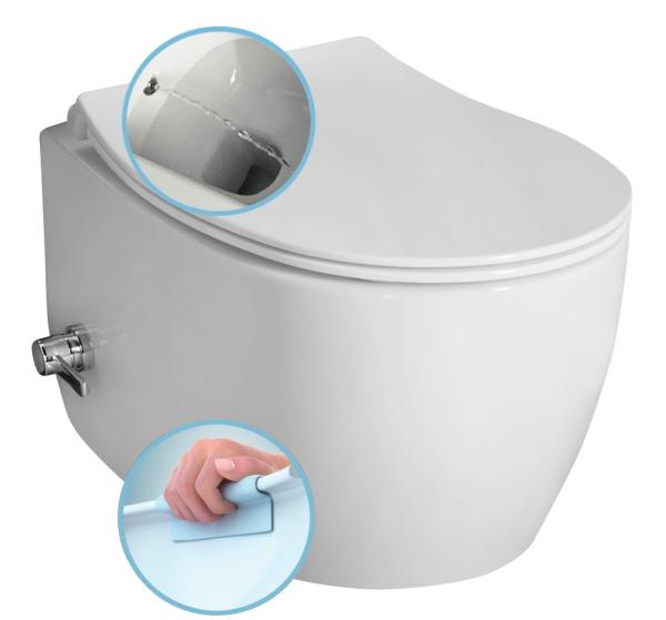 SENTIMENTI závěsná WC mísa, Rimless, integrovaný ventil a bidet. sprška, 36x51 cm, b (10ARS1010)