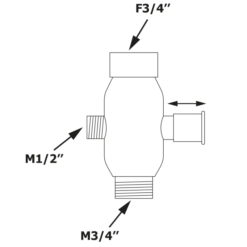 Přepínač sprchového sloupu F3/4"-M1/2"xM3/4", chrom (ANTEA, VANITY, AXIA) (CRO31)