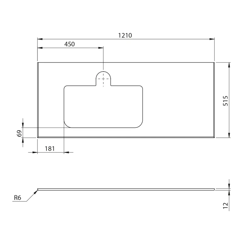 BRAHEA deska rockstone s otvorem 121x51,5cm (90+30cm), levá, bílá mat 1