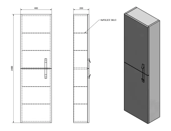 MITRA skříňka vysoká 40x140x20cm, bordó, L/P (MT133)