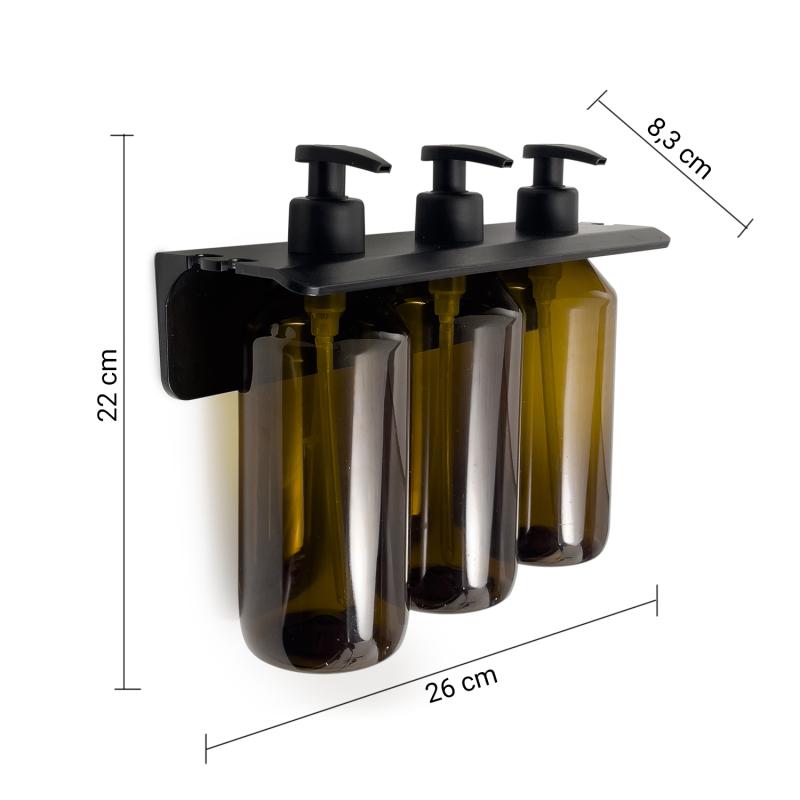 GROUPER trojitý dávkovač mýdla na zavěšení, 500ml, hnědá