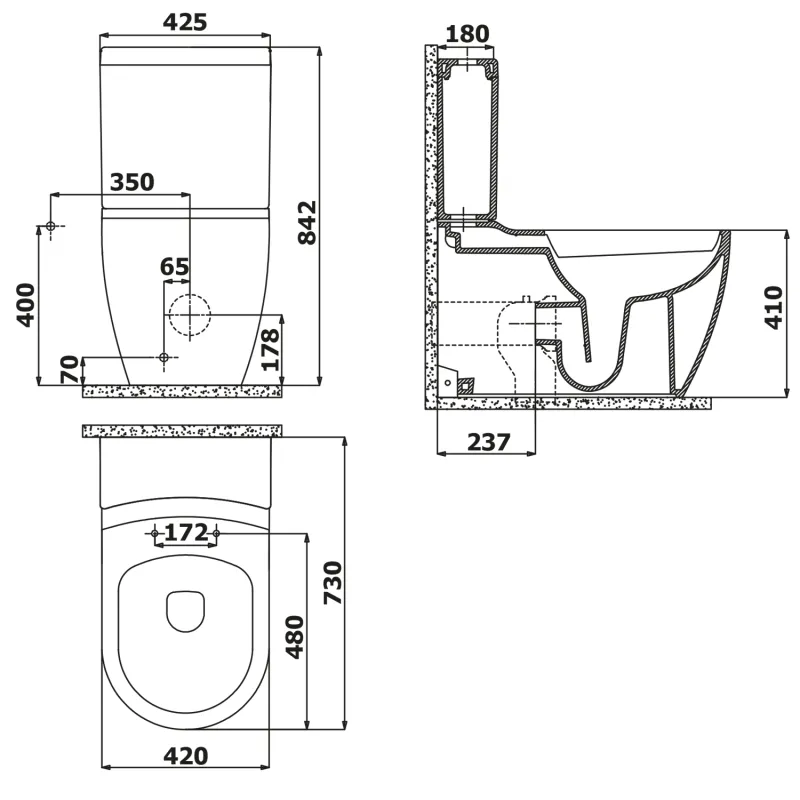 GRANDE WC kombi XL, spodní/zadní odpad, bílá (GR360)