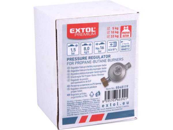 EXTOL PREMIUM 8848119 - regulátor tlaku pro hořáky na propan-butan, 1,5bar, výstup závit G3/8"L