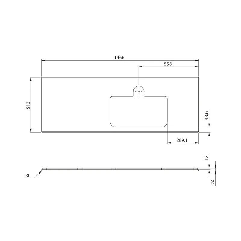 BRAHEA deska rockstone s otvorem 146,6x51,5cm, pravá, bílá mat 1