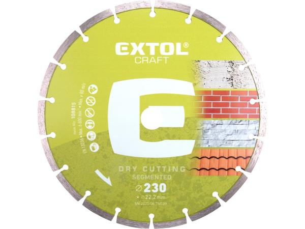 EXTOL CRAFT 108815 - kotouč diamantový řezný segmentový - suché řezání, O 230x22,2x2,8mm