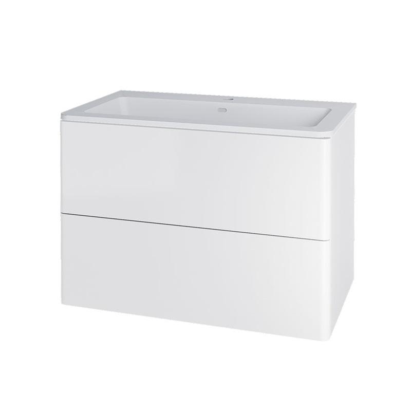 Siena, koupelnová skříňka s umyvadlem z litého mramoru 81 cm, bílá, antracit, černá