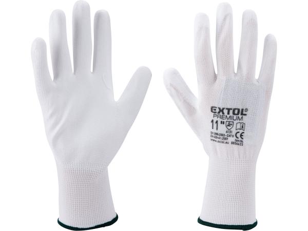 EXTOL PREMIUM 8856631 - rukavice z polyesteru polomáčené v PU, bílé, velikost 9"