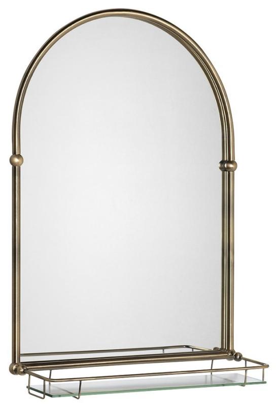 TIGA zrcadlo 48x67cm, skleněná polička, bronz (HZ206)