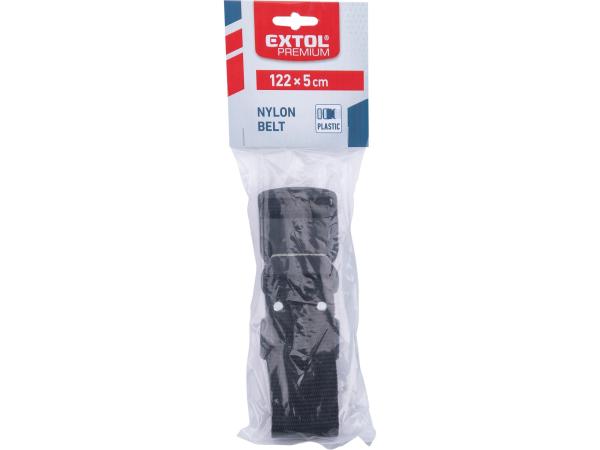 EXTOL PREMIUM 8858009 - opasek nylonový černý, š.5cm x d.122cm, plast. přezka, nylon