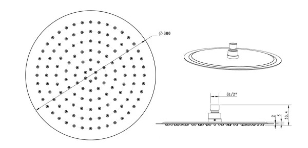 SLIM hlavová sprcha, kruh 300mm, leštěný nerez (MS573)