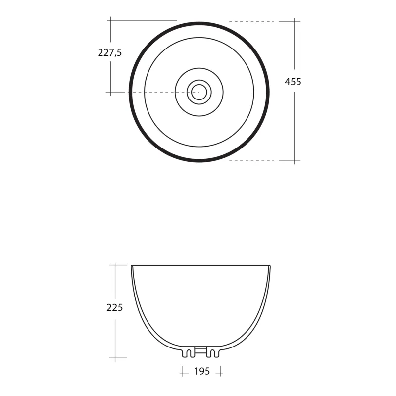 DOME keramické umyvadlo průměr 45,5 cm, na desku, bez přepadu (WH030)