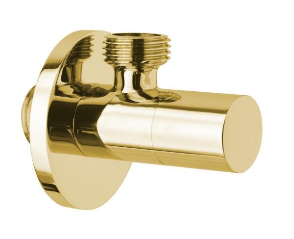 Rohový ventil s rozetou, kulatý, 1/2"x3/8", zlato (SL017)
