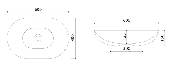 BALISONG keramické umyvadlo, 60x15x40 cm, na desku, bez přepadu (WH080)