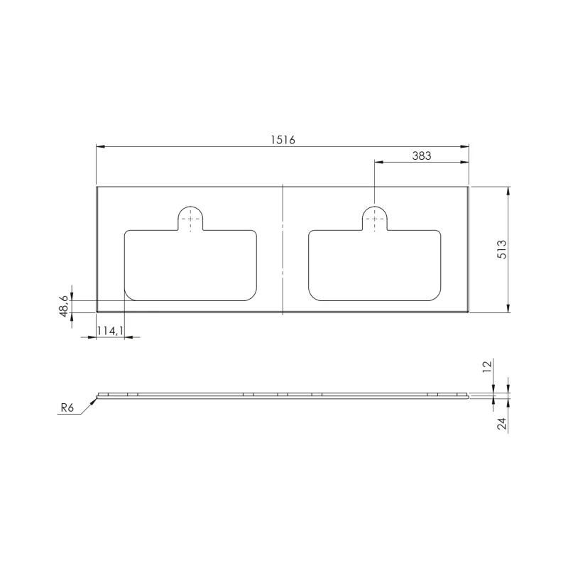 BRAHEA deska rockstone se 2 otvory 151,6x51,5cm, bílá mat 1