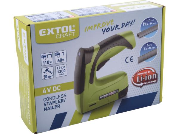 EXTOL CRAFT 402901 - sponkovačka/hřebíkovačka aku, 4V Li-ion, 1300mAh, USB nabíjení