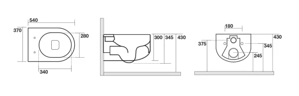 FLO závěsná WC mísa, Rimless, 37x54 cm, bílá (311101)