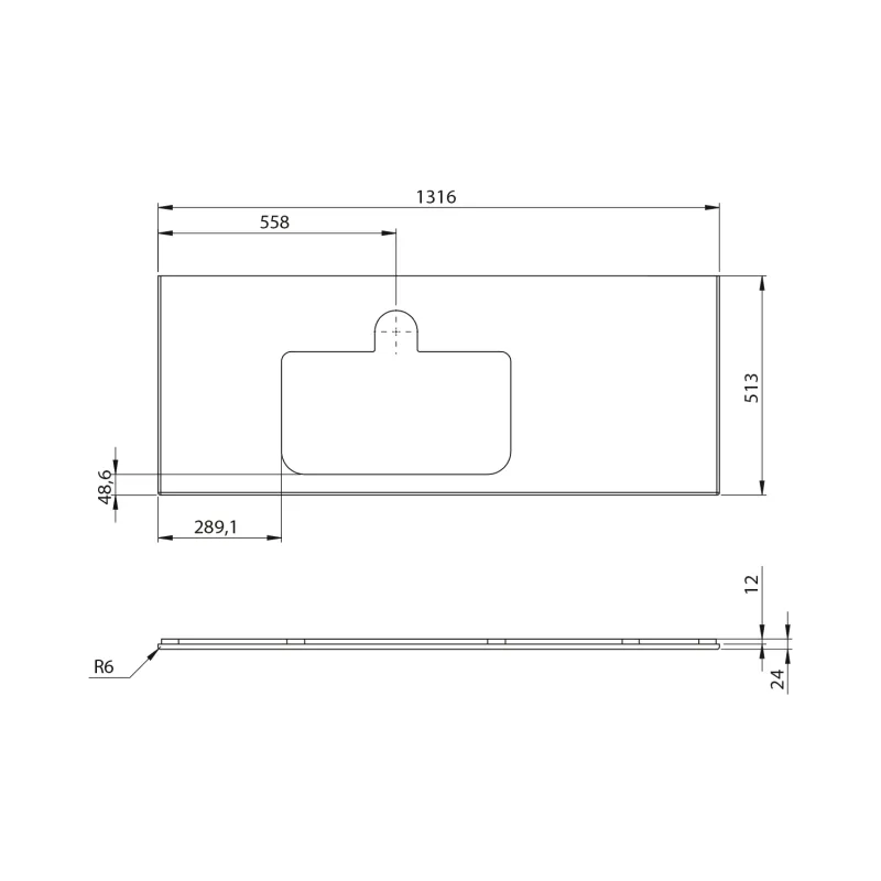 BRAHEA deska rockstone s otvorem 131,6x51,5cm, levá, bílá mat 1