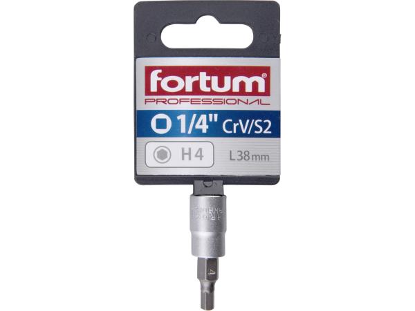 FORTUM 4701604 - hlavice zástrčná 1/4" imbus 1/4", H 4, L 38mm