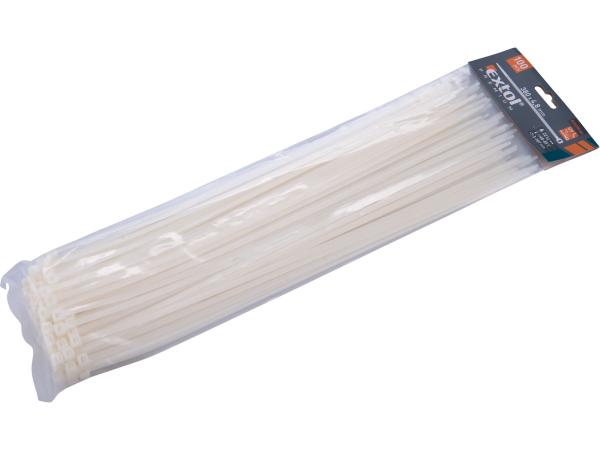 EXTOL PREMIUM 8856114 - pásky stahovací na kabely bílé, 380x4,8mm, 100ks, nylon PA66
