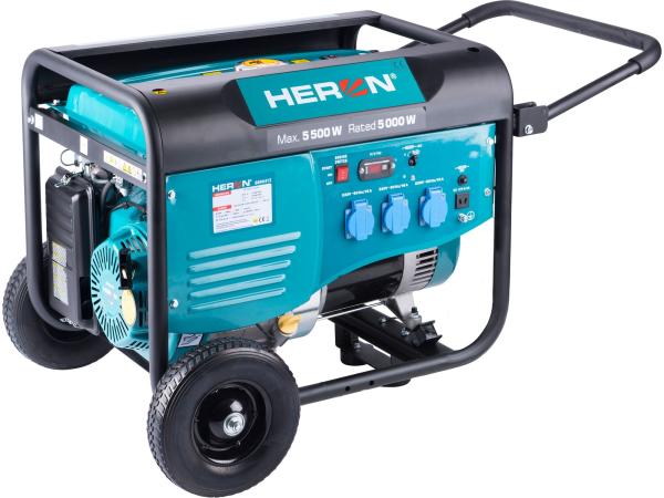 HERON 8896413 - elektrocentrála benzínová 13HP/5,5kW, pro svařování, podvozek