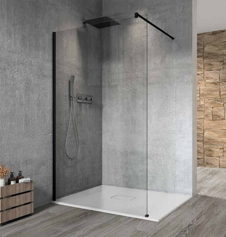 VARIO BLACK jednodílná sprchová zástěna k instalaci ke stěně, čiré sklo, 900 mm (GX1290GX1014)