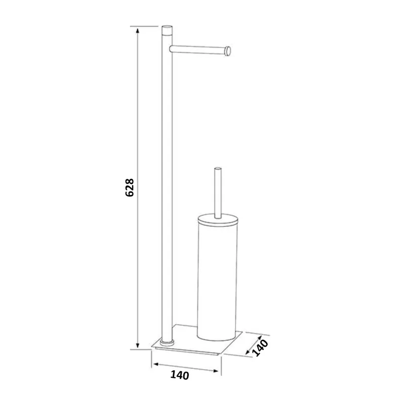 TRILLY stojan s držákem na toaletní papír a WC štětkou, hranatý, chrom