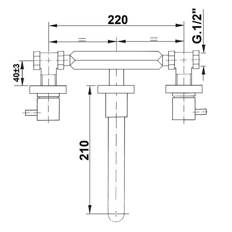 AIRTECH podomítková tříprvková umyvadlová baterie, chrom (452)