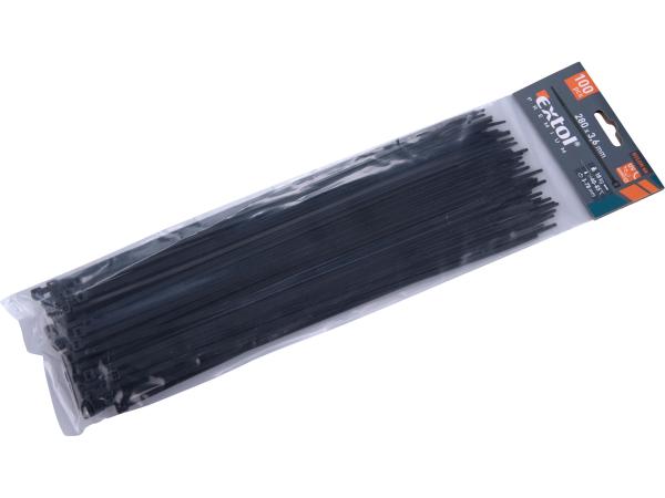 EXTOL PREMIUM 8856158 - pásky stahovací na kabely černé, 280x3,6mm, 100ks, nylon PA66