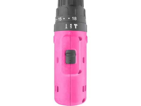 EXTOL LADY 402403 - vrtací šroubovák aku s příklepem, růžový, 12V Li-ion, 2000mAh, v kufru