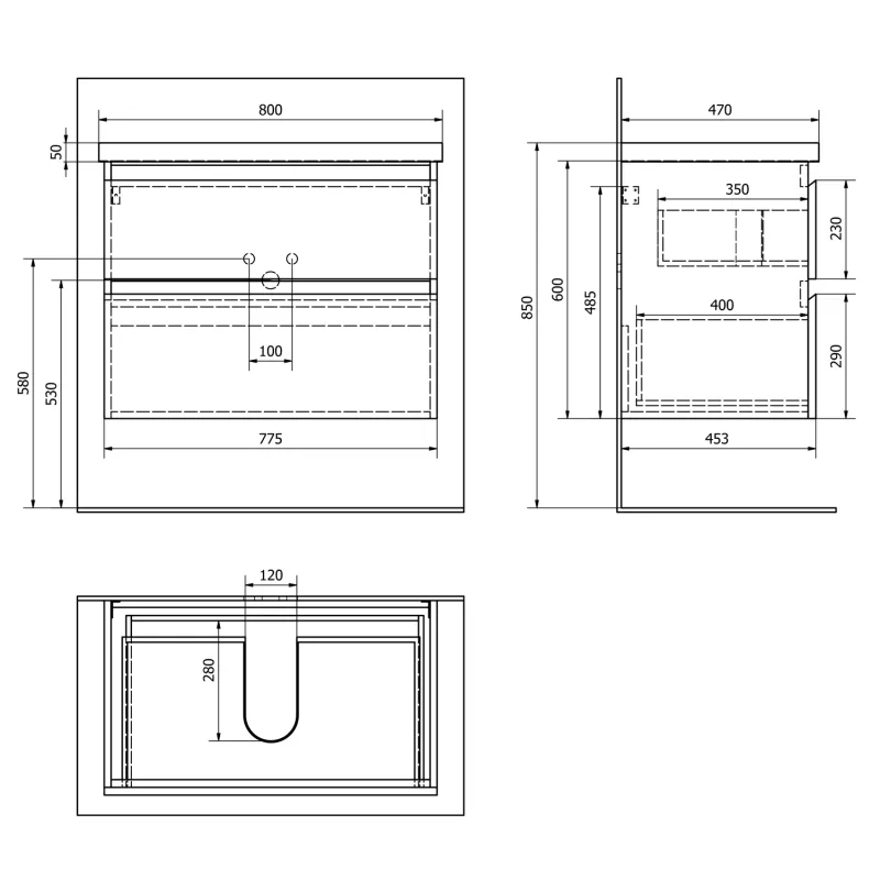 ALTAIR umyvadlová skříňka 77,5x60x45cm, bílá (AI280)