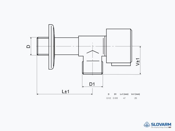 SLOVARM nerezové rohové ventily 1/2" x 3/8", set 2 ks SV+TV ( AISI 304 )