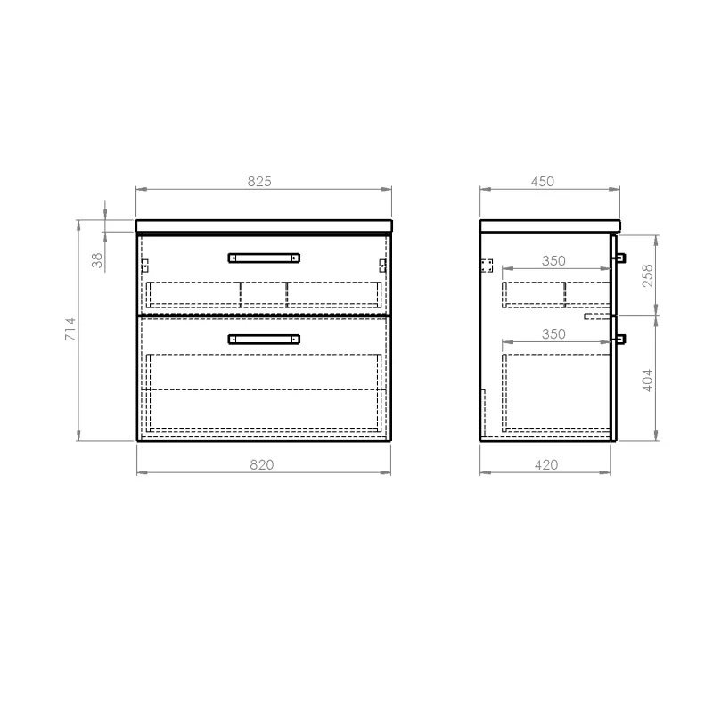 VEGA umyvadlová skříňka s deskou VEGA, 82,5x71,4x45 cm, bílá (VG083-01)