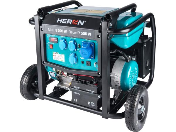 HERON 8896145 - elektrocentrála benzínová 17HP/8,2kW, podvozek, elektrický start