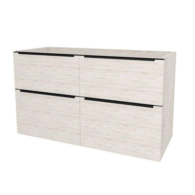 Mailo, koupelnová skříňka 121 cm, černé madlo, Multidecor, White Loft Pine